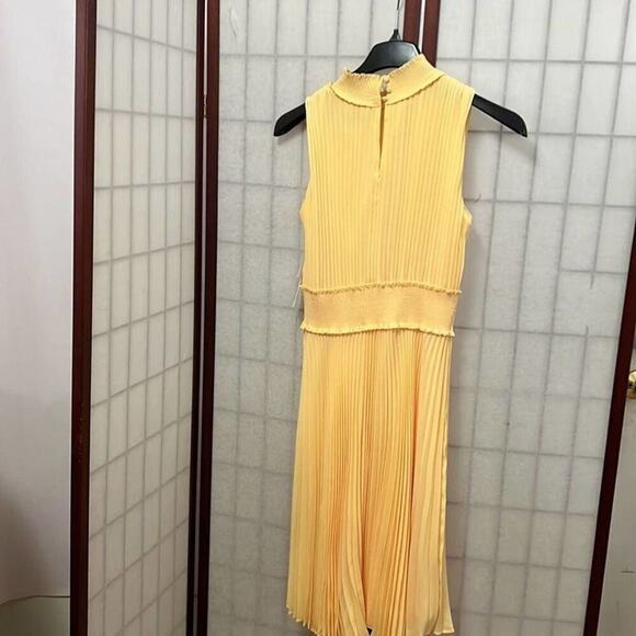 NWT NANETTE LEOPORE PALE DAFFODIL PLEATED SMOCK NECK DRESS SIZE 10 - Picture 6 of 9